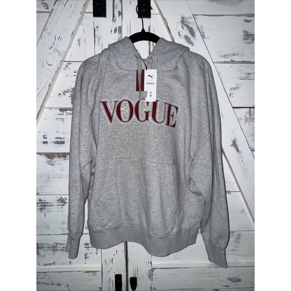 Puma X Vogue Hoodie Unisex Logo Embroidered Heather Gray Style : 536691 NWT - Picture 6 of 12